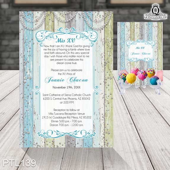 Invitaciones de Quinceañera de Dulces madera PTL139 - PTL139