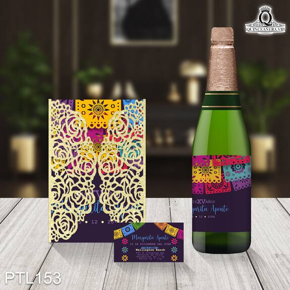 Invitaciones de Quinceañera de Papel Picado Mexicano PTL153 - PTL153