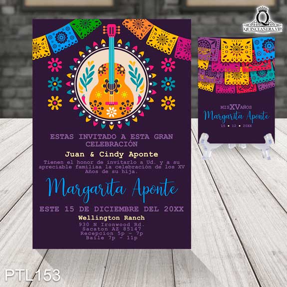 Invitaciones de Quinceañera de Papel Picado Mexicano PTL153 - PTL153