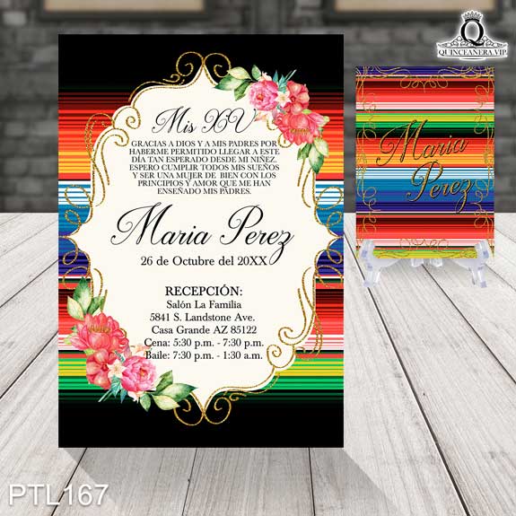 Invitaciones de Quinceañera de Fiesta Mexicana zarape PTL167 - PTL167