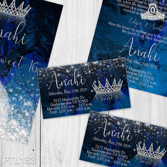 Invitaciones de Quinceañera de Vestidos Coronas PTL183 - PTL183