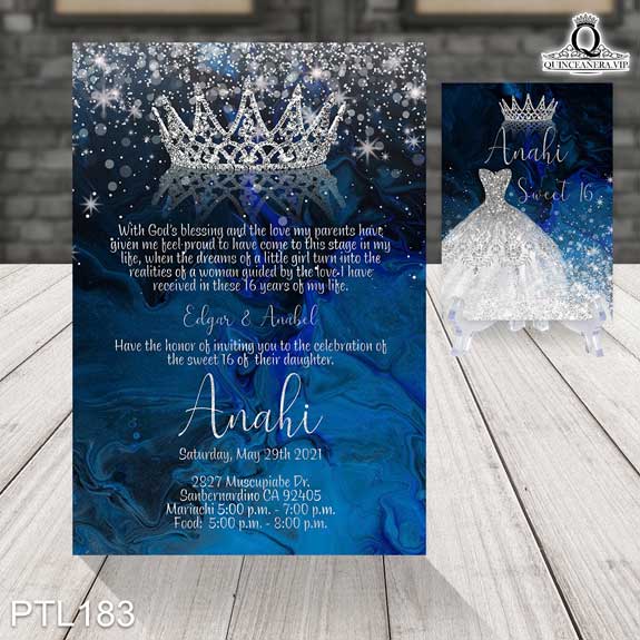 Invitaciones de Quinceañera de Vestidos Coronas PTL183 - PTL183