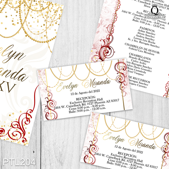 Invitaciones de Quinceañera de Glamurosa joyas PTL204 - PTL204
