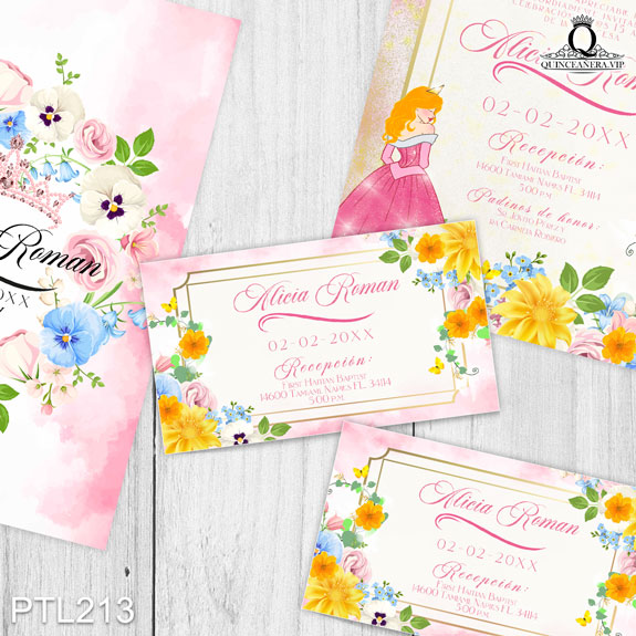 Invitaciones de xv años de la Bella Durmiente - PTL213