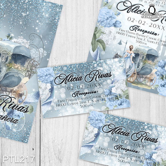 Invitaciones de Quinceañera de la Princesa Cenicienta - PTL217