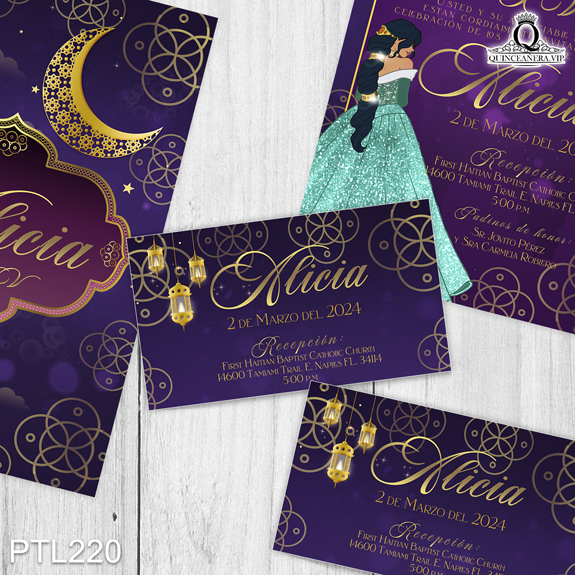 Invitaciones de Jasmín con la Lámpara Mágica - PTL220