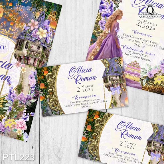 Invitaciones de Quinceañera de la Princesa Rapunzel - PTL223