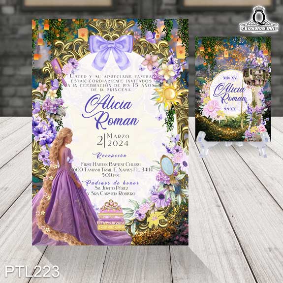 Invitaciones de Quinceañera de la Princesa Rapunzel - PTL223